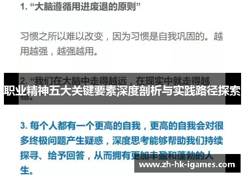 职业精神五大关键要素深度剖析与实践路径探索